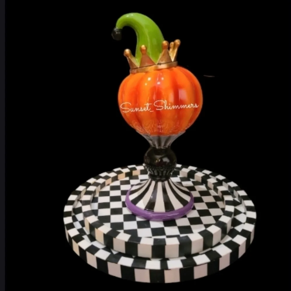 Mackenzie Style Jack Pumpkin Jestor Pedestal Light Halloween Figurine Decor New